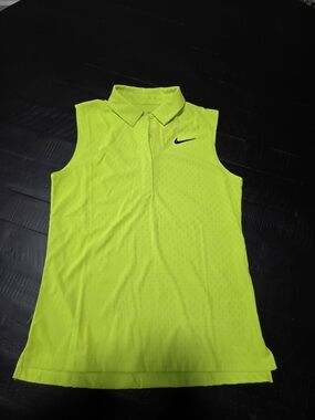 Nike Sleeveless Polo in Neon Lime with Black Swoosh
